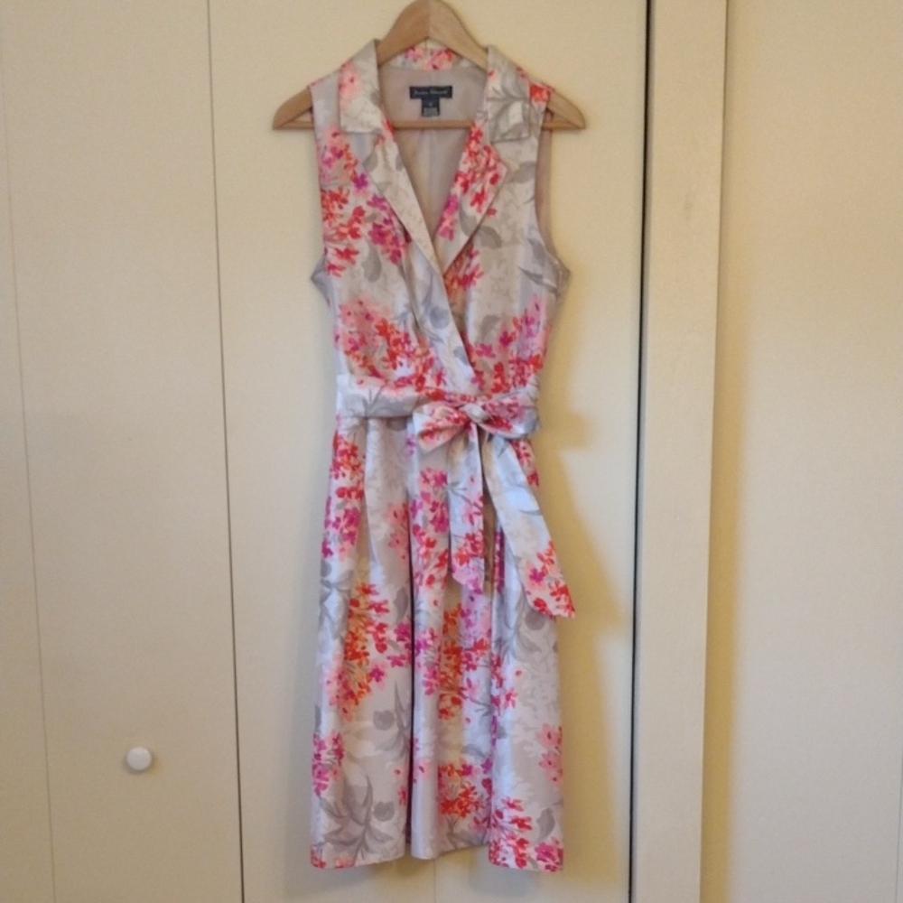 Jessica Howard Pink and Gray Wrap Sundress